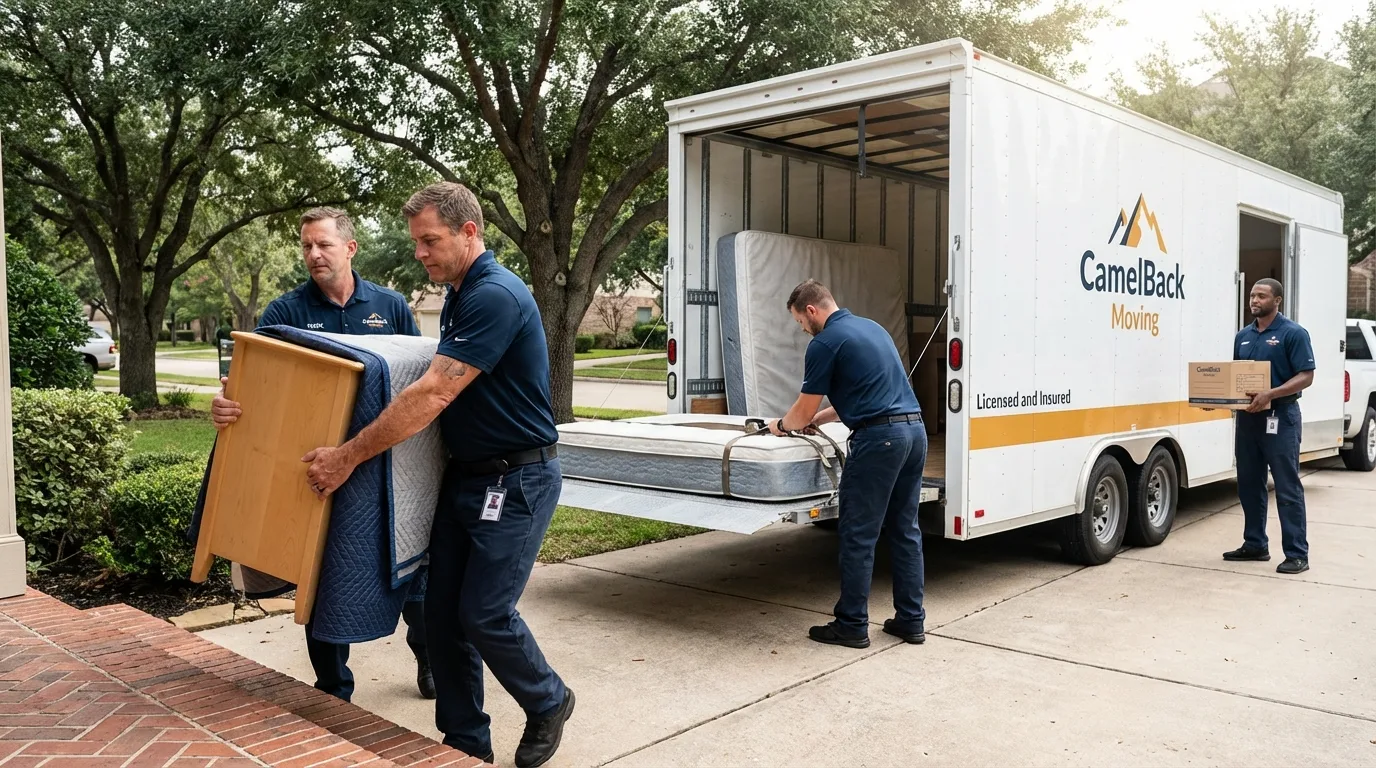 Crew loading residential truck for cross-state move from Baldwinville, MA